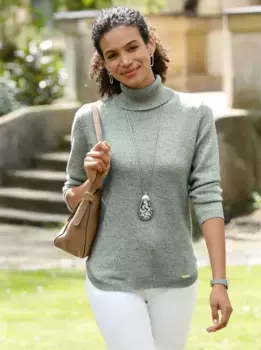 Повседневный образ Свитер-водолазка "Пуловер" Casual Looks, цвет Jade-Kalkmint-Meliert
