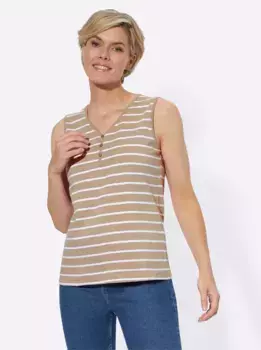 Повседневный образ: топ-рубашка Casual Looks, бежевый