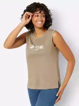 Повседневный образ: топ-рубашка Casual Looks, бежевый