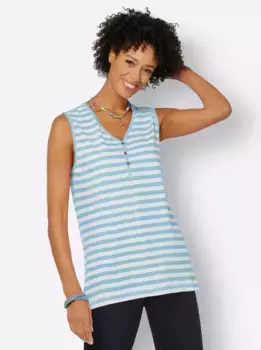 Повседневный образ: топ-рубашка Casual Looks, цвет Aqua-Wei-Geringelt