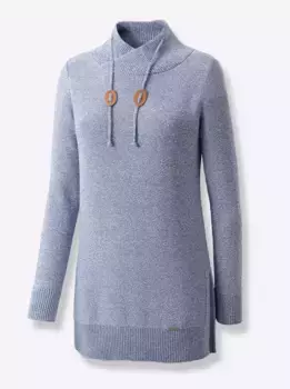 Повседневный образ Вязаный джемпер "Джемпер в длину" Casual Looks, цвет Jeansblau-Ecru-Meliert