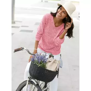 Повседневный образ Вязаный джемпер "Пуловер" Casual Looks, коралловый