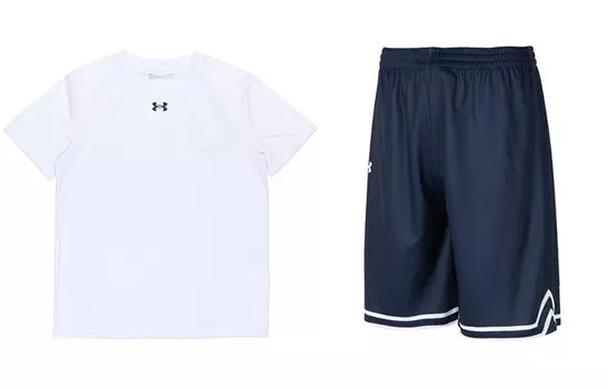 Повседневный спортивный мужской комплект: белая футболка и черные шорты Under Armour, черный