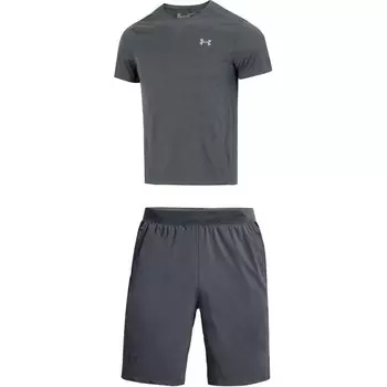 Повседневный спортивный мужской комплект серая футболка + шорты Under Armour, цвет Set (gray T-shirt + shorts)