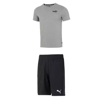 Повседневный спортивный мужской костюм серый + черный Puma, черный