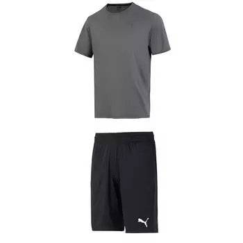 Повседневный спортивный мужской костюм серый + черный Puma, черный