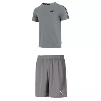 Повседневный спортивный мужской костюм светло-серый меланж Puma, серый