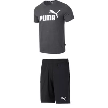 Повседневный спортивный мужской костюм темно-серый + черный Puma, черный