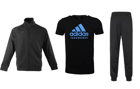 Повседневный спортивный мужской спортивный костюм черный Adidas, черный