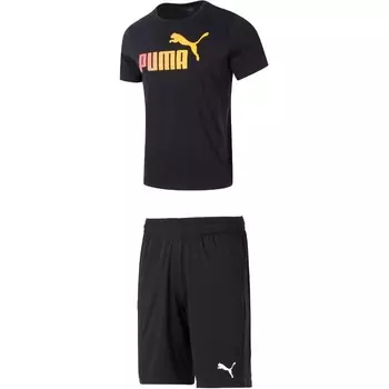 Повседневный спортивный мужской спортивный костюм черный Puma, черный