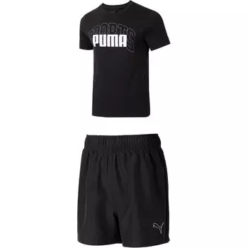 Повседневный спортивный мужской спортивный костюм черный Puma, черный