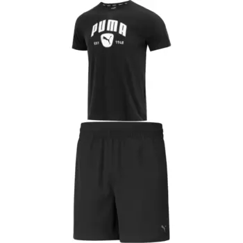 Повседневный спортивный мужской спортивный костюм черный Puma, черный