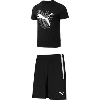Повседневный спортивный мужской спортивный костюм черный Puma, черный