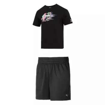 Повседневный спортивный мужской спортивный костюм черный Puma, черный