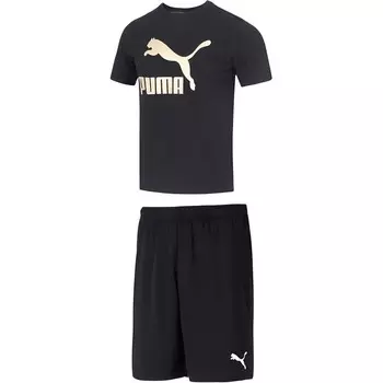 Повседневный спортивный мужской спортивный костюм черный Puma, черный