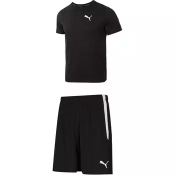 Повседневный спортивный мужской спортивный костюм черный Puma, черный