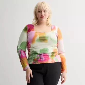 Повседневный топ с квадратным вырезом и длинным рукавом для полных Intempo, цвет rose garden