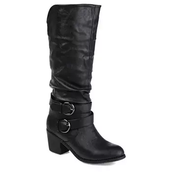 Поздние сапоги с широким голенищем и широким блочным каблуком Journee, черный