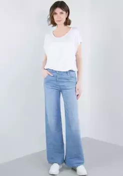 Пожалуйста, джинсы, расклешенные брюки, широкие штанины Please Jeans, цвет 1670-Bludenim