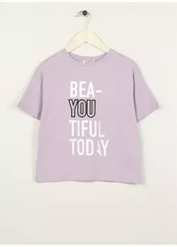 Позолоченная футболка с короткими рукавами и круглым вырезом для девочек BEAT GIRL-23 Limon