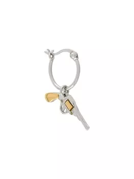 Позолоченная серьга-кольцо с подвеской в форме пистолета True Rocks, серебряный