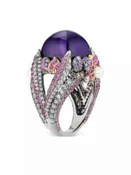 Позолоченное кольцо Amethyst Sugarloaf Berry с камнями Anabela Chan, фиолетовый