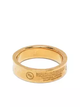 Позолоченное кольцо с логотипом Neighborhood, золотой