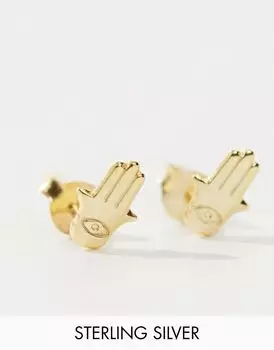 Позолоченные серьги-гвоздики Kingsley Ryan в виде глаз и рук