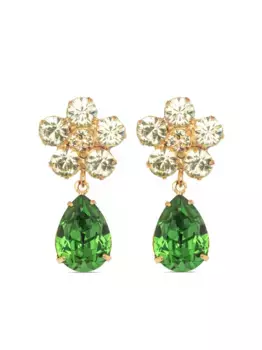 Позолоченные серьги-подвески Janna с кристаллами Jennifer Behr, зеленый