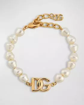 Позолоченный браслет с логотипом DG и жемчугом Dolce&Gabbana, цвет Gold
