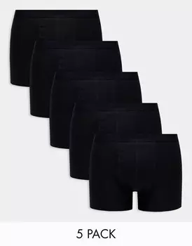 Пять пар плавок из черного хлопка ASOS DESIGN
