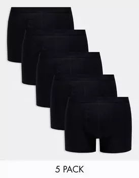 Пять пар плавок из хлопка черного цвета ASOS DESIGN