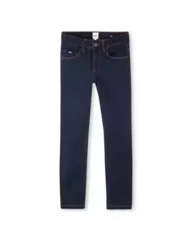 Пятикарманные джинсы для мальчика с контрастной строчкой BOSS Kidswear, темно-синий