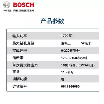 Пятипитальная ударная дрель Bosch, электрический молоток, мощный многофункциональный электрический молоток и кирка с бесступенчатой регулировкой скорости, двойного назначения GBH12-52D/DV