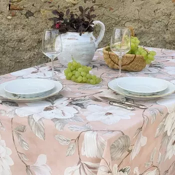 Пятностойкая скатерть с цветочным узором - Магнолия Lisola, цвет Rosa