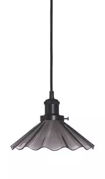 PR Home August простой подвесной светильник из оконного стекла черный гофрированный E27 со вилкой 24,5x24,5x300см