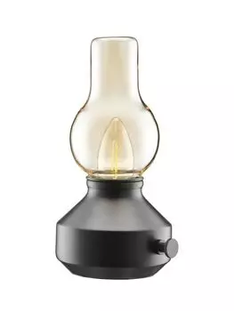 PR Home Glimt Светодиодная настольная лампа на батарейках в винтажном стиле масляной лампы черного цвета IP44 21,3x12,8x12,8см, черный