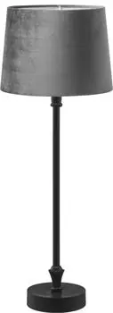PR Home Liam узкий подоконник настольная лампа черный текстильный абажур бархатный серый E27 59x20x20см