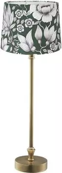 PR Home Liam узкий подоконник настольная лампа латунный текстильный абажур зеленые цветы E27 59x20x20см, зеленый