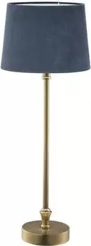 PR Home Liam узкий подоконник настольная лампа латунный текстильный абажур бархат синий E27 59x20x20см