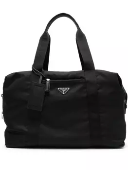 Prada эмалевая сумка с треугольным логотипом, черный