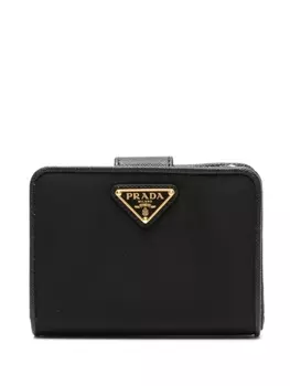 Prada эмалированный кошелек с треугольным логотипом, черный