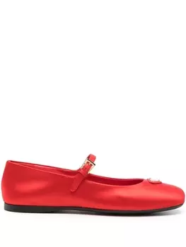 Prada атласные балетки с логотипом, красный