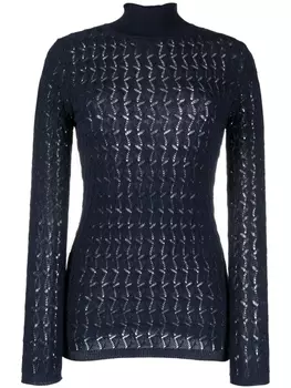 Prada ажурный топ с высоким воротником, синий