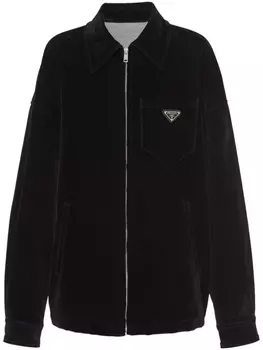 Prada бархатная куртка с логотипом, черный