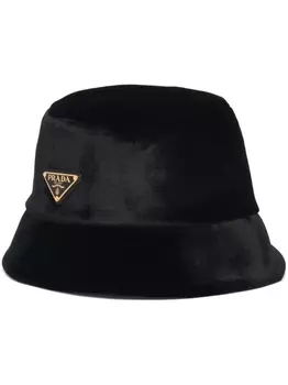 Prada бархатная панама с логотипом, черный