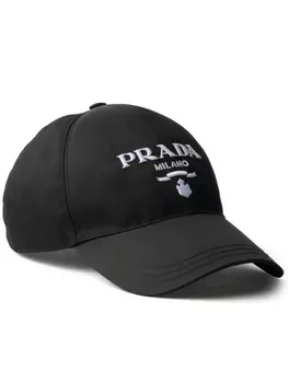 Prada бейсболка с вышитым логотипом, черный