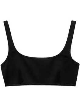 Prada бикини-топ с круглым вырезом из переплетения интерлок, черный