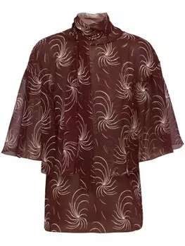 Prada блузка из жоржета с бантом, красный