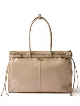 Prada большая кожаная сумка, нейтральный цвет